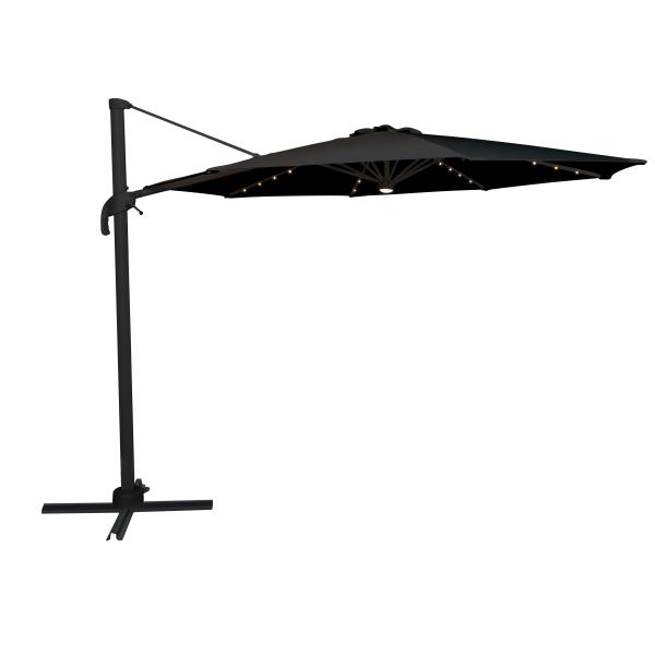 Roma parasol 360-rotation LED sort 300cm